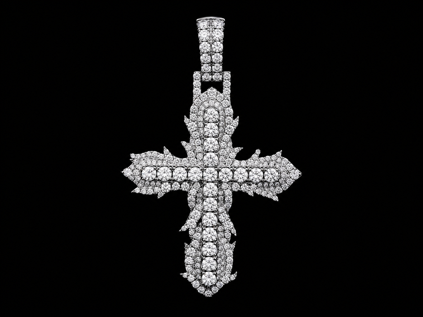 10K White Gold Signature Diamond Cross Pendant – 1.50 CT VVS F+ Angelica Jewellers