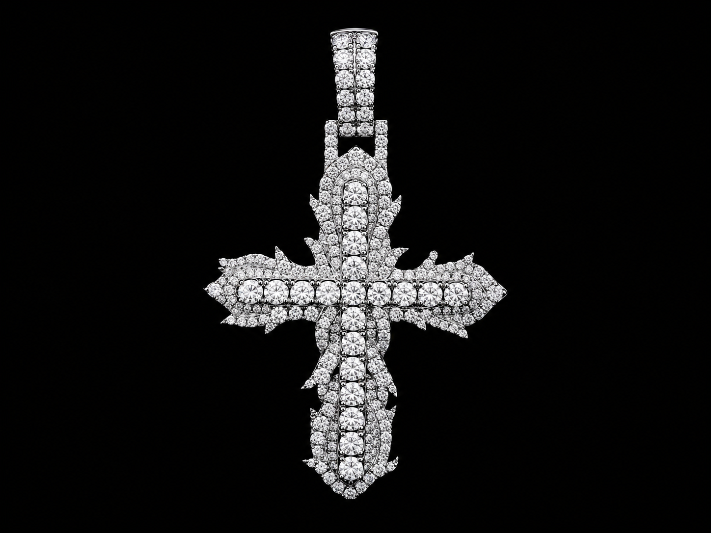 10K White Gold Signature Diamond Cross Pendant – 1.50 CT VVS F+ Angelica Jewellers