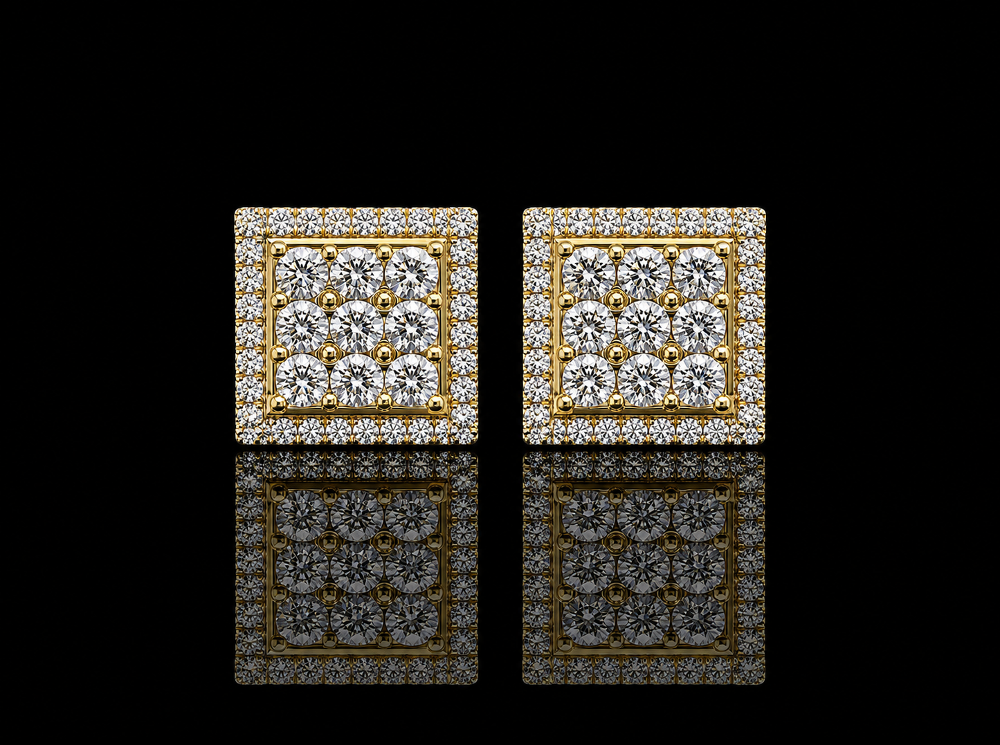10K Yellow Gold Square Diamond Stud Earrings – 0.93 CT Angelica Jewellers