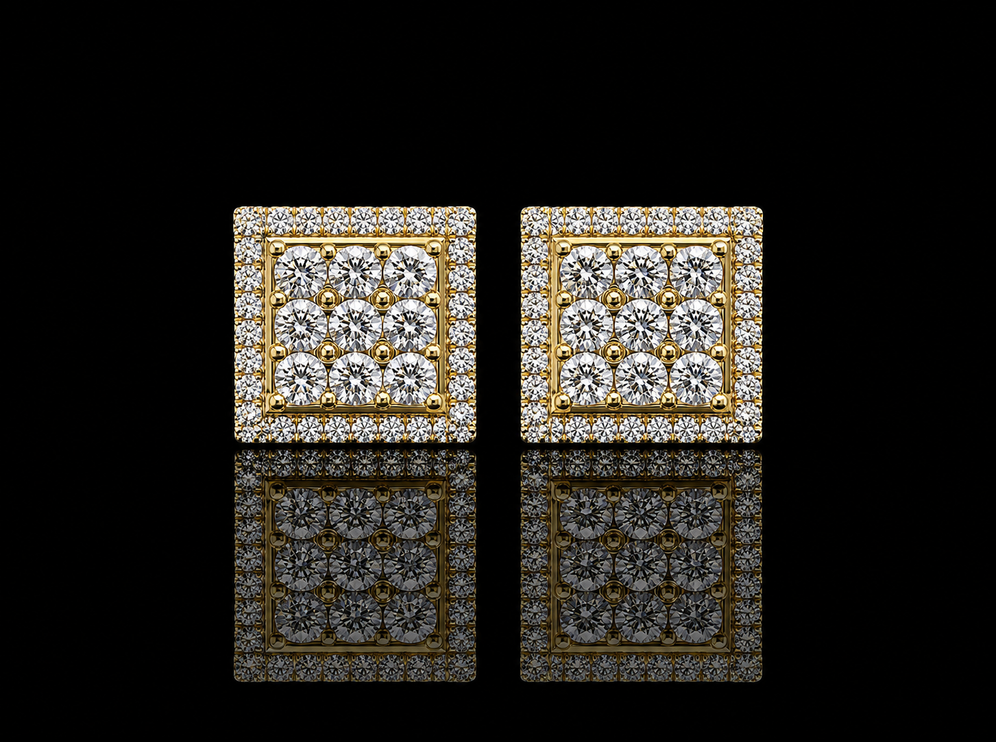 10K Yellow Gold Square Diamond Stud Earrings – 0.93 CT Angelica Jewellers