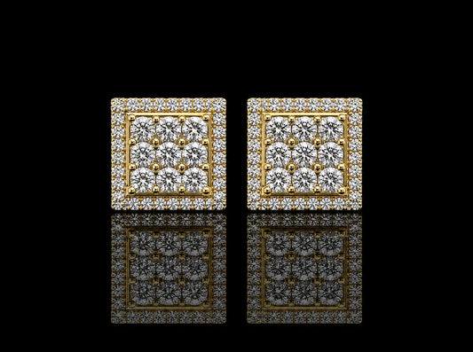 10K Yellow Gold Square Diamond Stud Earrings – 0.93 CT Angelica Jewellers
