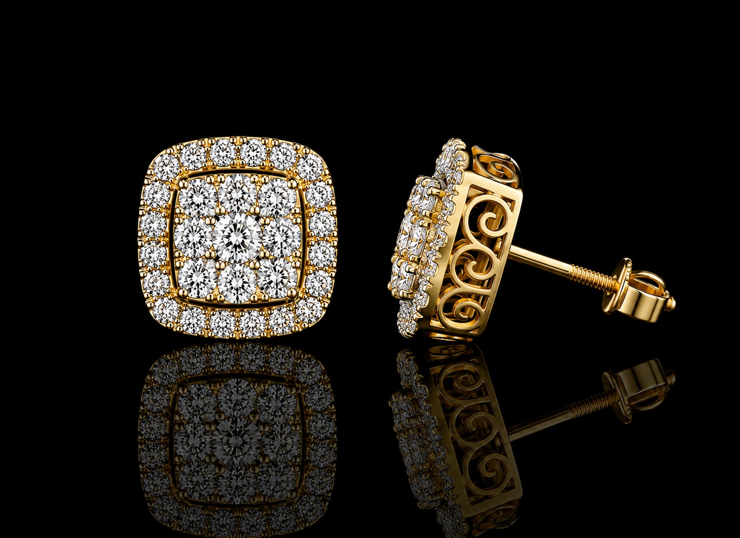 10K YELLOW GOLD 10MM DIAMOND EARRINGS Angelica Jewellers