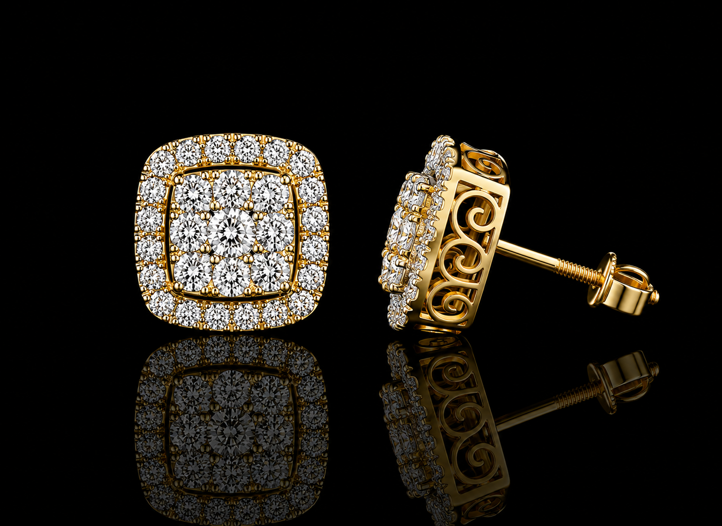 10K YELLOW GOLD 10MM DIAMOND EARRINGS Angelica Jewellers
