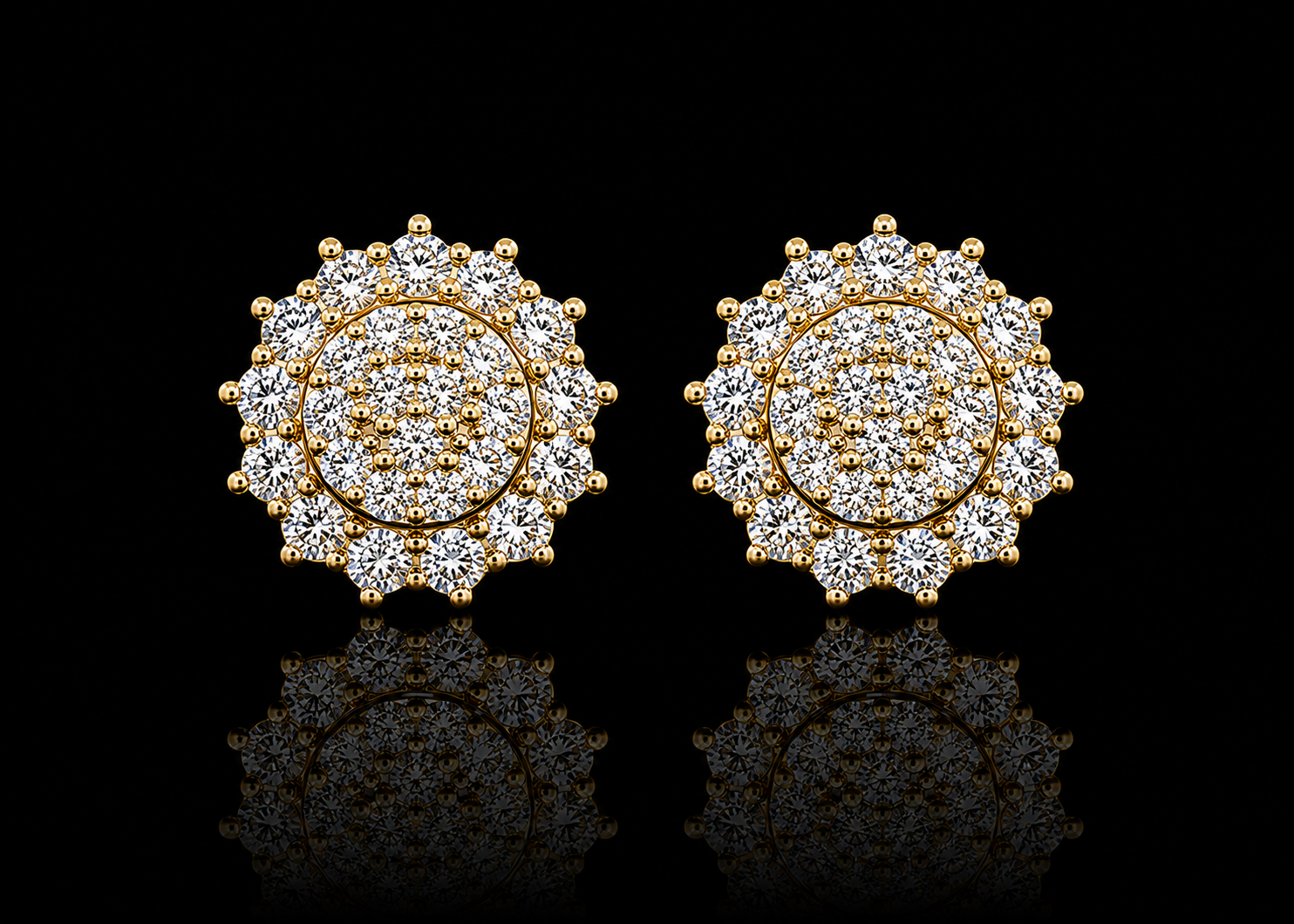10K YELLOW GOLD 10MM ROUND DIAMOND EARRINGS Angelica Jewellers