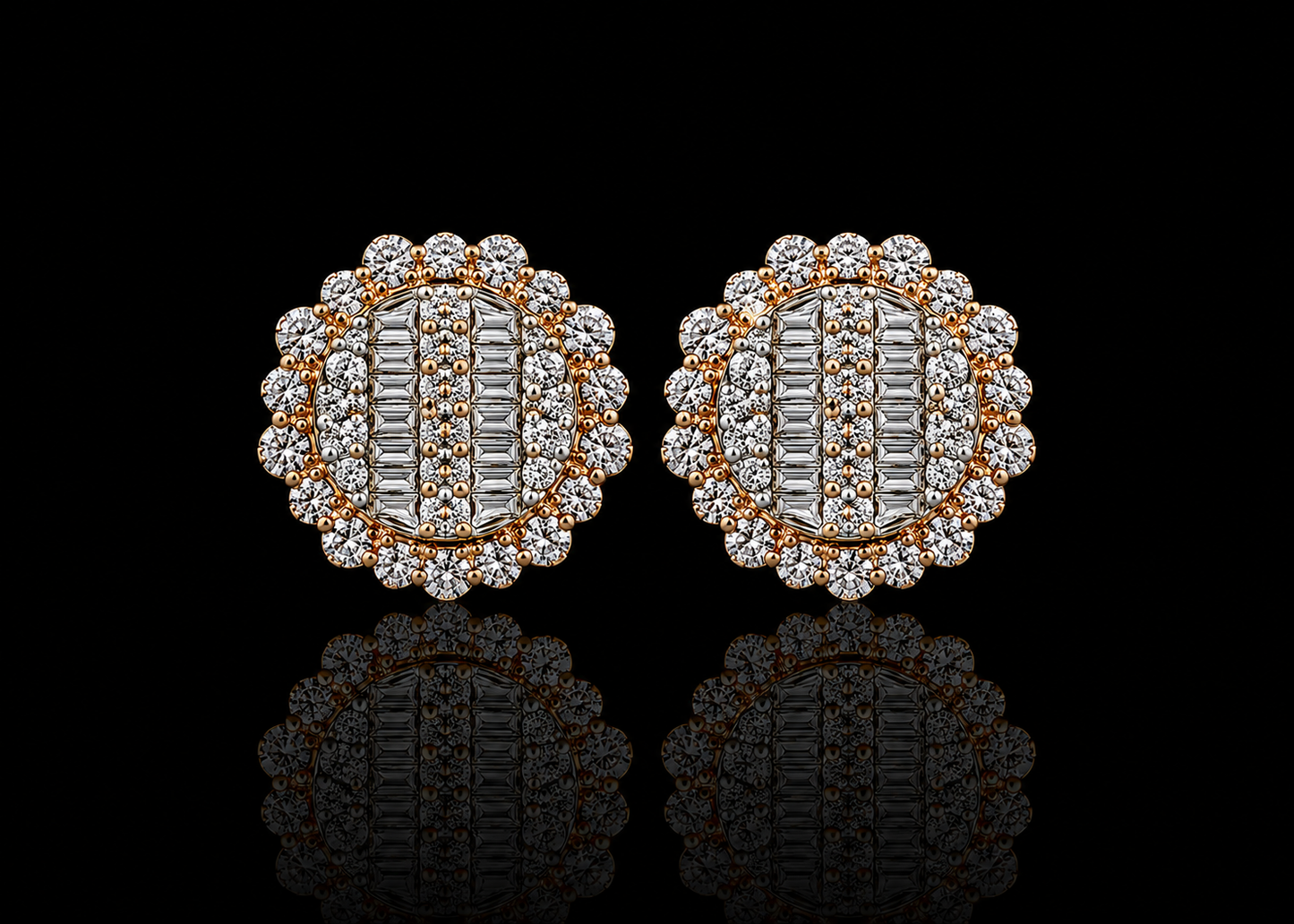 10K Rose Gold Unisex Round Diamond Stud Earrings – 1.00 CT Angelica Jewellers