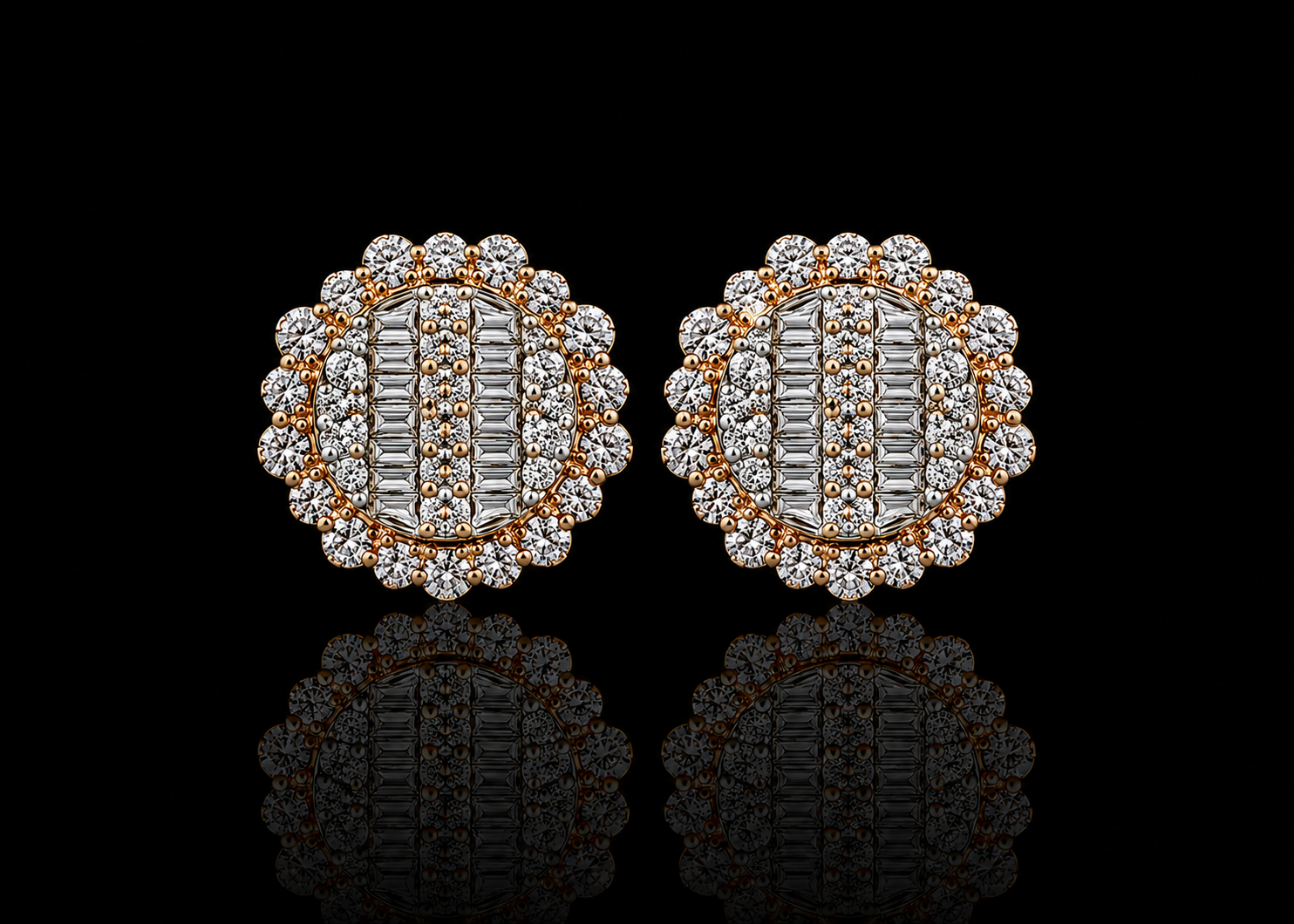 10K Rose Gold Unisex Round Diamond Stud Earrings – 1.00 CT Angelica Jewellers