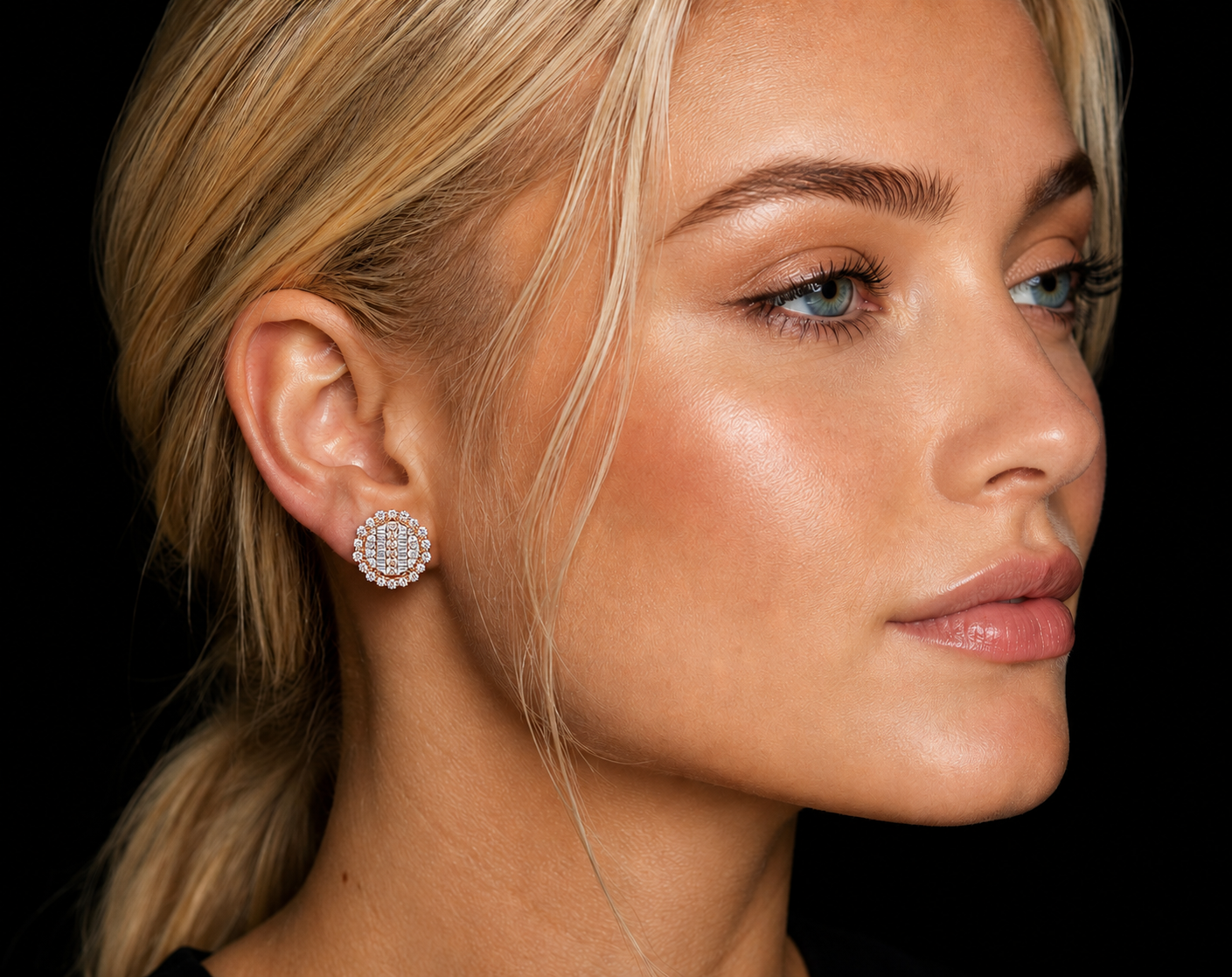 10K Rose Gold Unisex Round Diamond Stud Earrings – 1.00 CT Angelica Jewellers