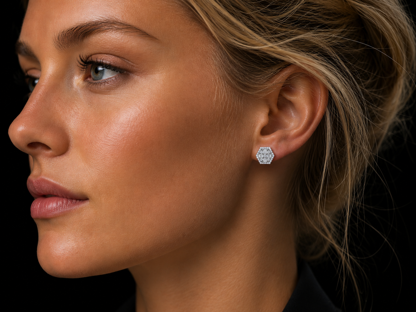 14K White Gold Octagonal Baguette &amp; Round Diamond Earrings – 0.65 CT VVS F+ (Copy) Angelica Jewellers