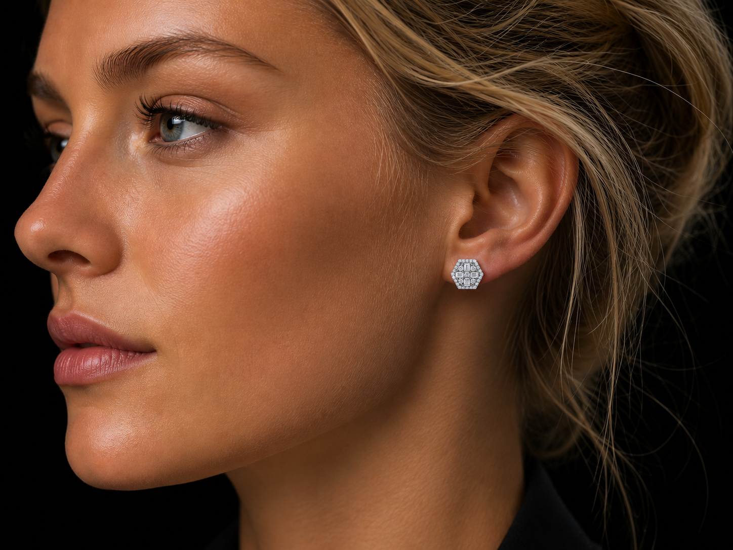 14K White Gold Octagonal Baguette &amp; Round Diamond Earrings – 0.65 CT VVS F+ (Copy) Angelica Jewellers