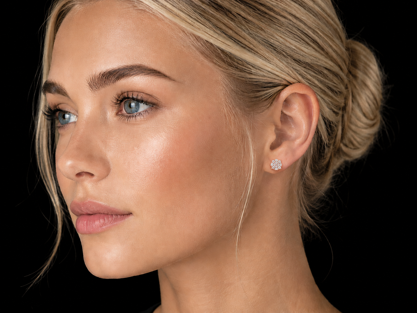 14K Rose Gold Round Diamond Cluster Stud Earrings – 0.30 CT VVS F+ Angelica Jewellers X Waves