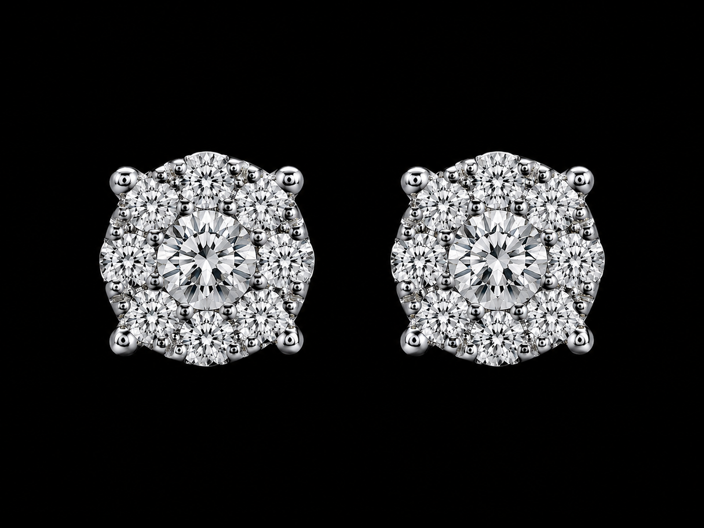 14K WHITE GOLD ROUND DIAMONDS VVS F+ EARRINGS Angelica Jewellers X Waves
