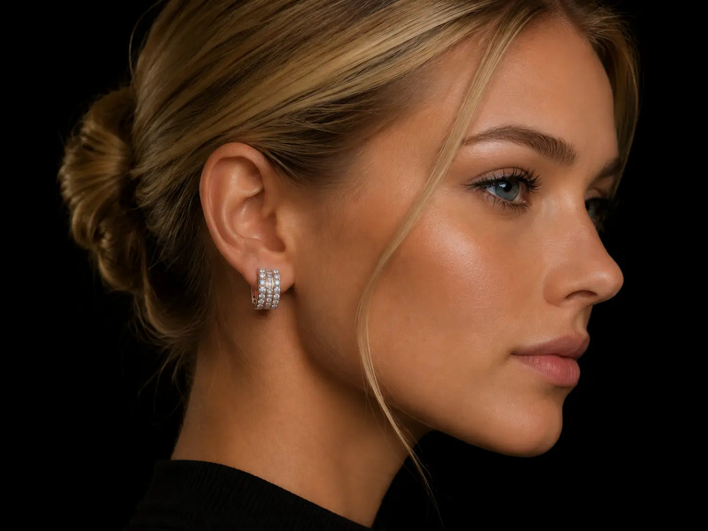 14K White Gold Round & Baguette Diamond Hoop Earrings – 1.50 CT VVS F+ Angelica Jewellers