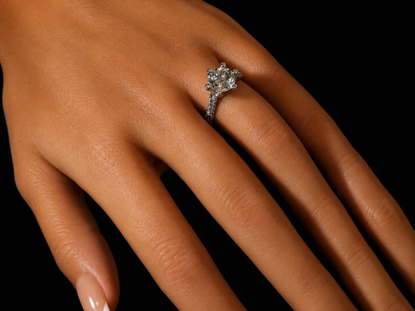 18K White Gold White Topaz Twist Engagement Ring