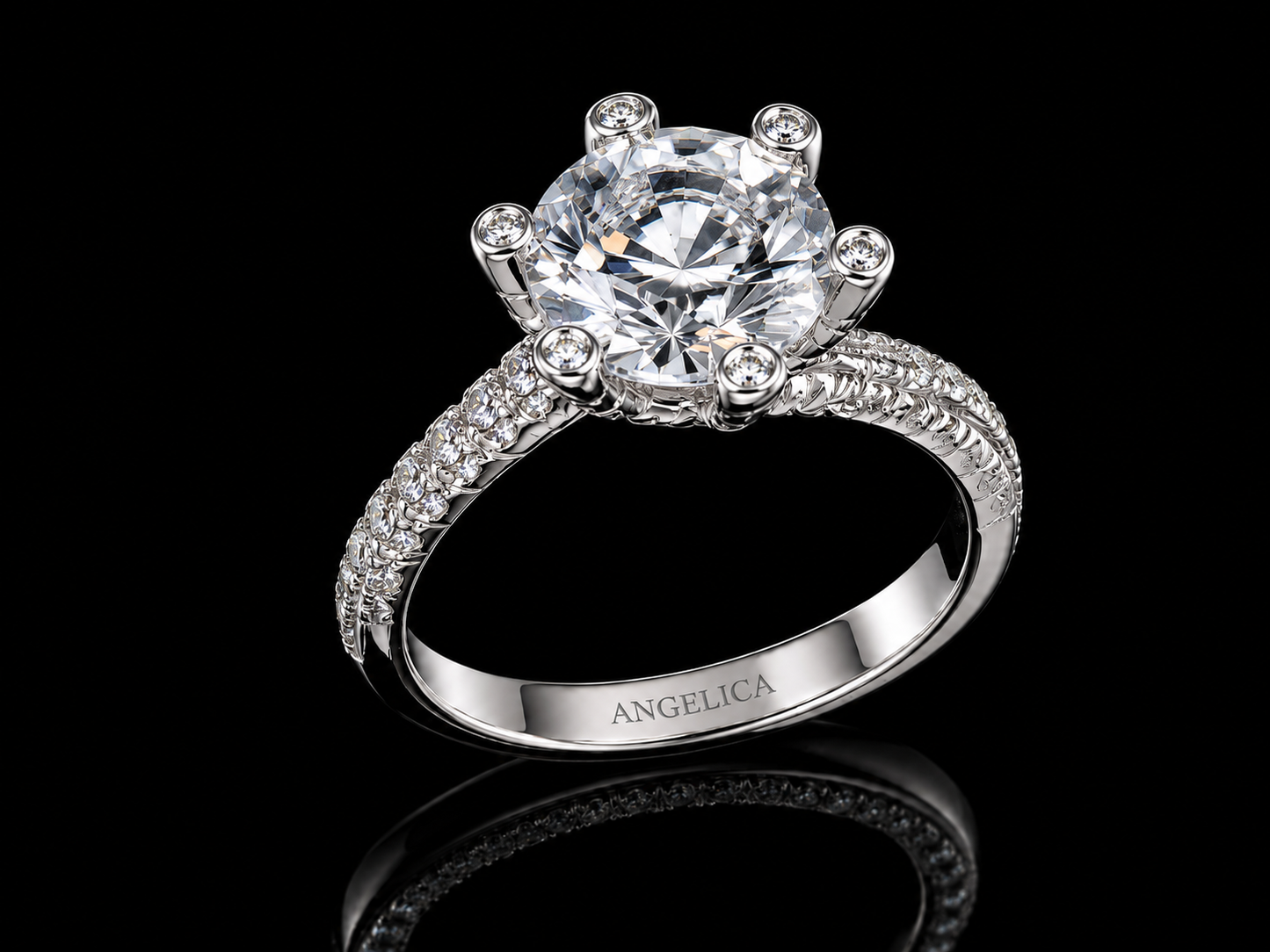 18K White Gold White Topaz Twist Engagement Ring
