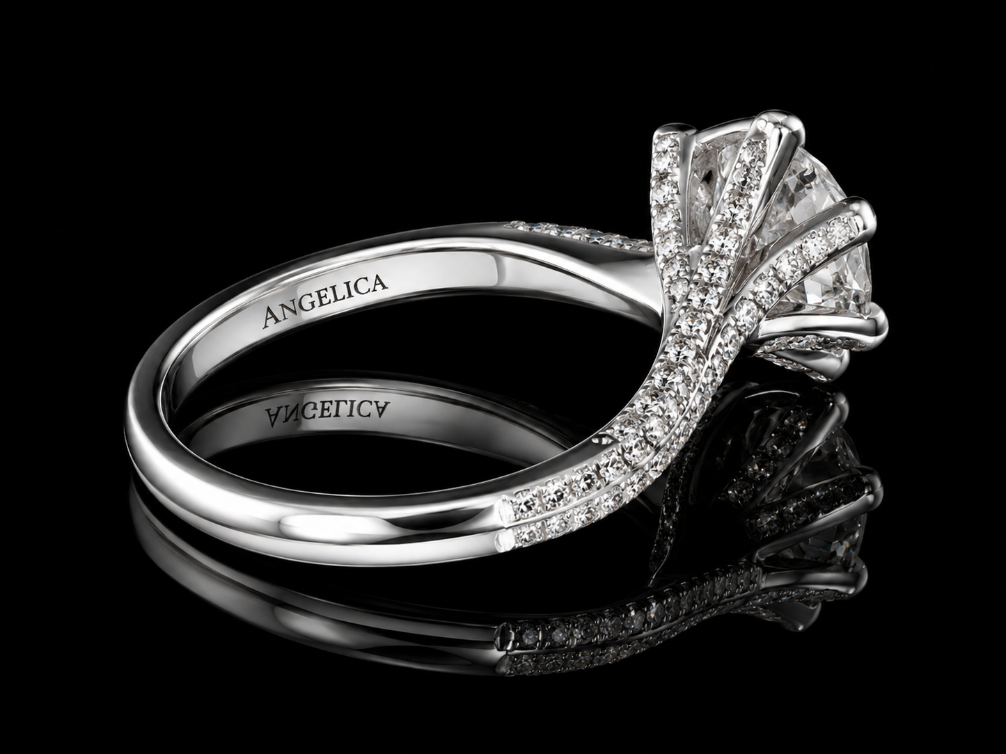 18K White Gold White Topaz Twist Engagement Ring
