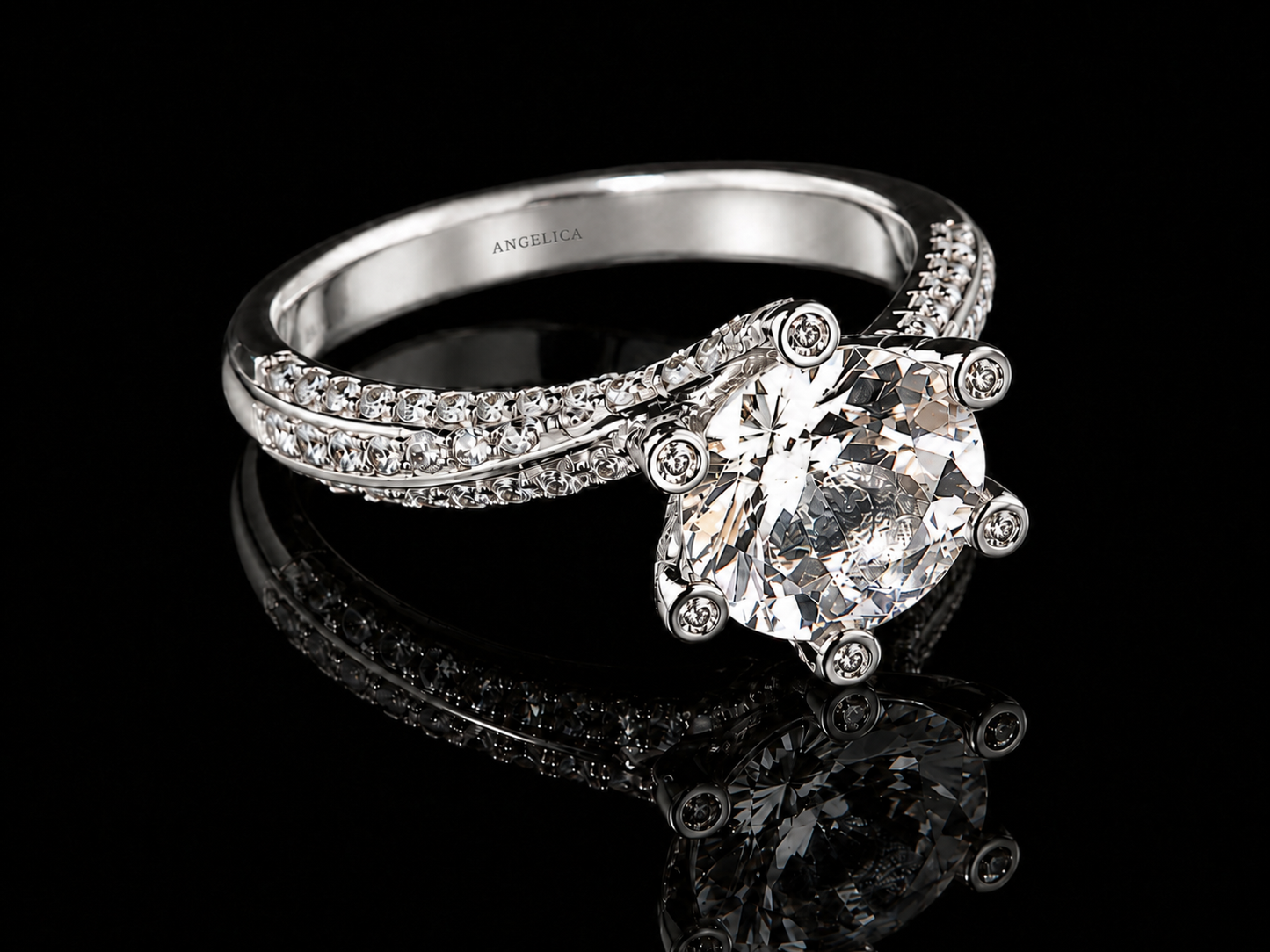 18K White Gold White Topaz Twist Engagement Ring