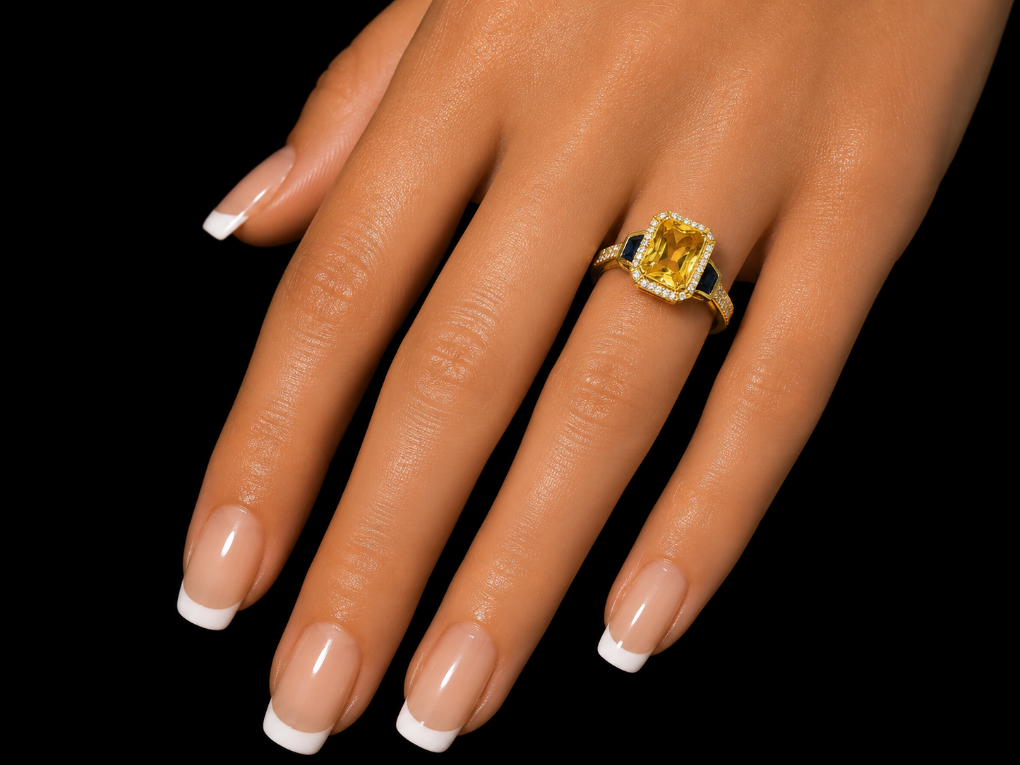 18K Yellow Gold Yellow Sapphire Trinity Engagement Ring
