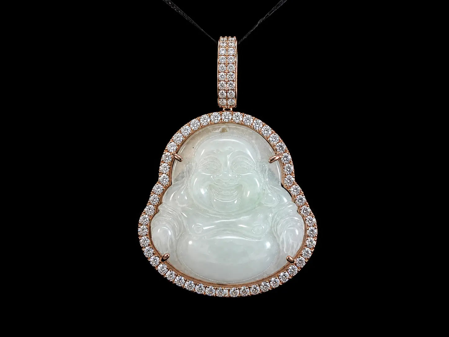 10K ROSE GOLD DIAMOND & JADE BUDDHA PENDANT Angelica Jewellers