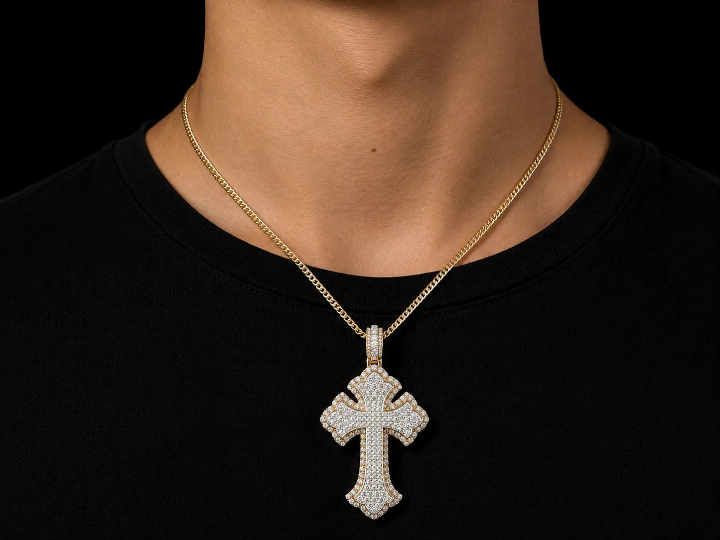 10K ROSE & WHITE GOLD DIAMOND CROSS PENDANT Angelica Jewellers