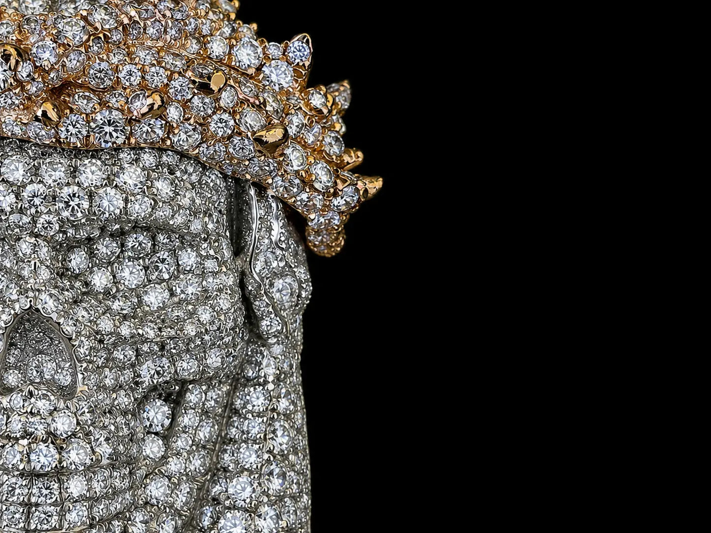 10K WHITE & ROSE GOLD DIAMOND SKULL JESUS PIECE PENDANT Angelica Jewellers