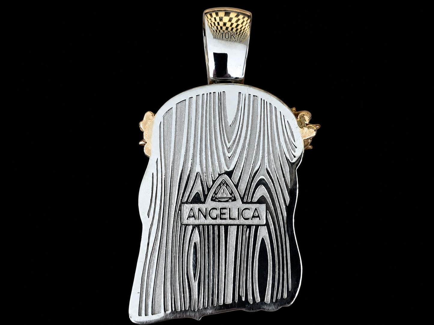 10K Two-Tone Gold 6.02 CT Natural Diamond Jesus Pendant Angelica Jewellers