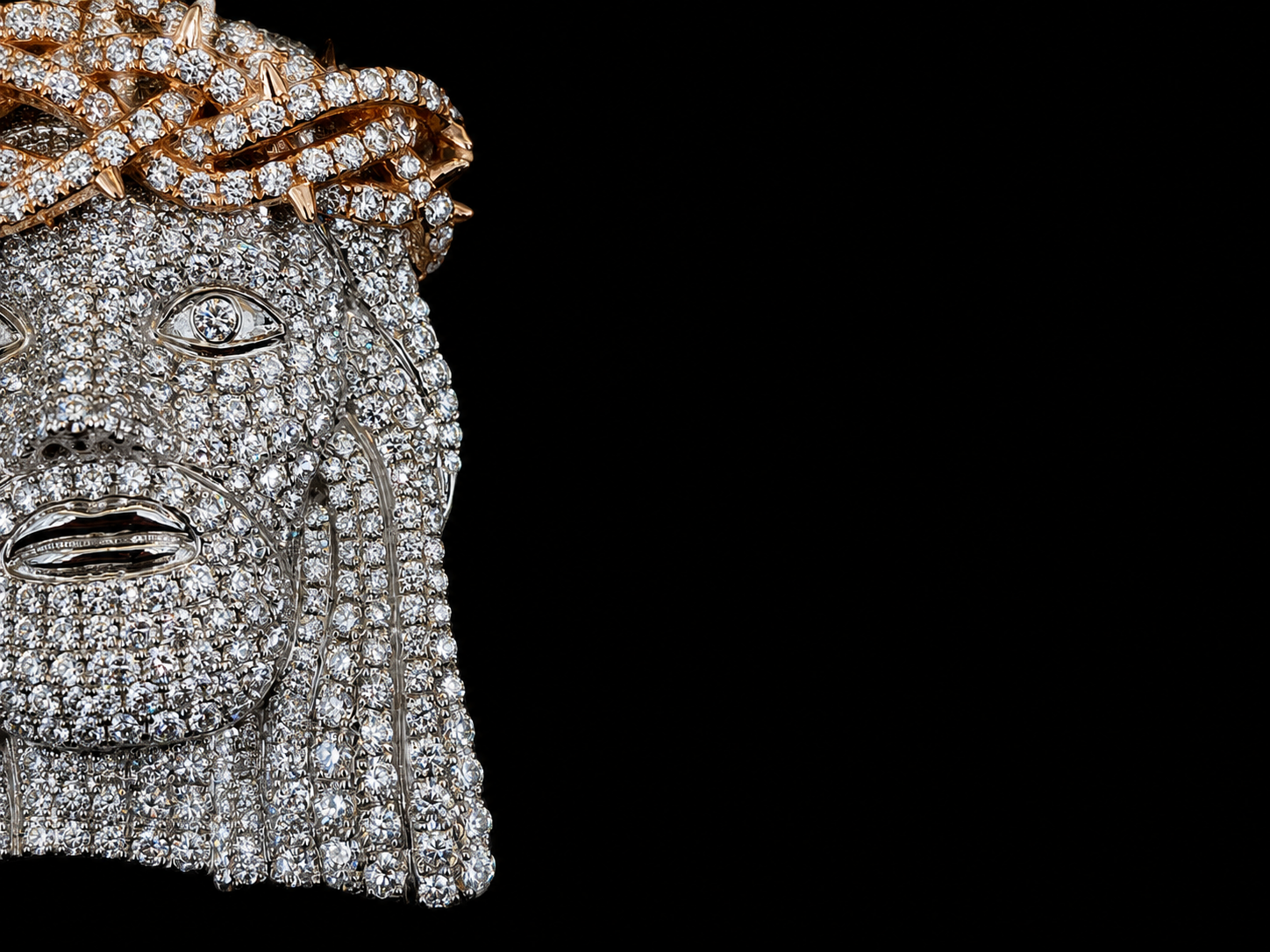10K Two-Tone Gold 6.02 CT Natural Diamond Jesus Pendant Angelica Jewellers