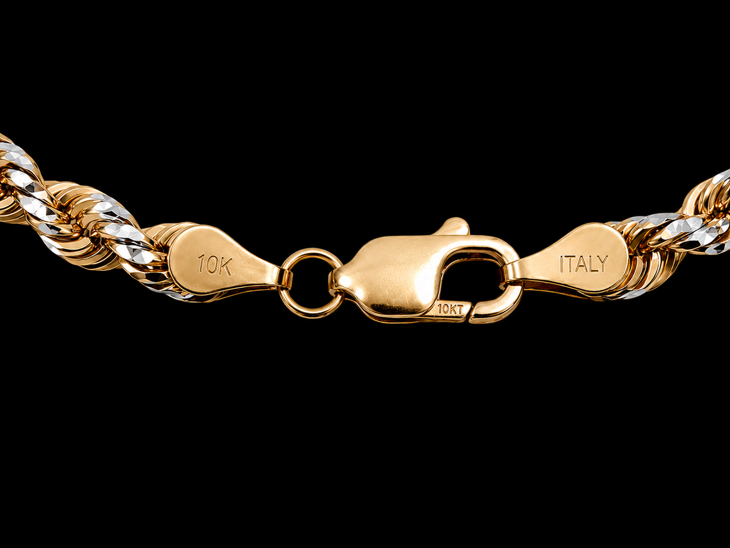 10KT Two-Tone Diamond-Cut Rope Chain – Solid Italian Gold Angelica Jewellers