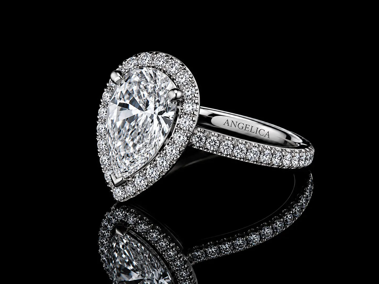 14K White Gold Pear Shape Lab Diamond Engagement Ring – 2.15 ct Total – IGI Certified Angelica Jewellers