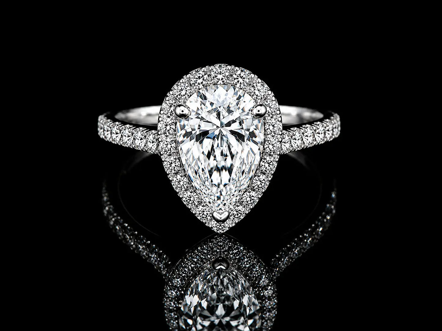 14K White Gold Pear Shape Lab Diamond Engagement Ring – 2.15 ct Total – IGI Certified Angelica Jewellers
