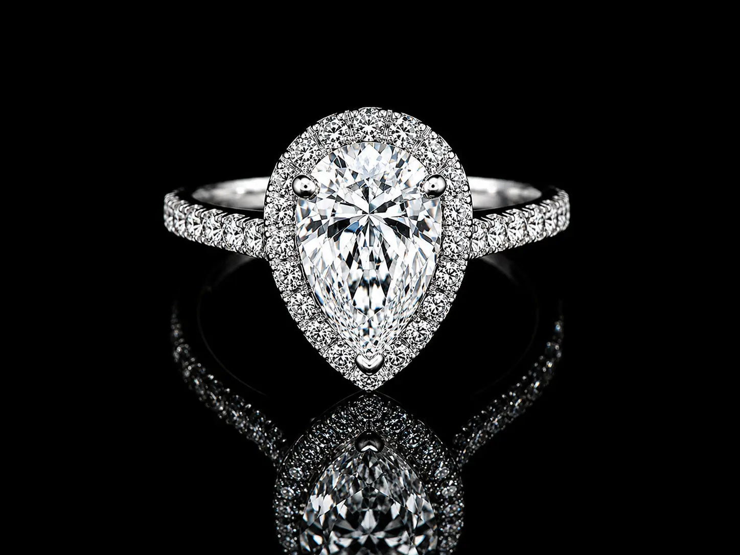 14K White Gold Pear Shape Lab Diamond Engagement Ring – 2.15 ct Total – IGI Certified Angelica Jewellers