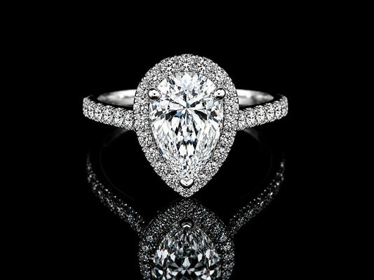 14K White Gold Pear Shape Lab Diamond Engagement Ring – 2.15 ct Total – IGI Certified Angelica Jewellers