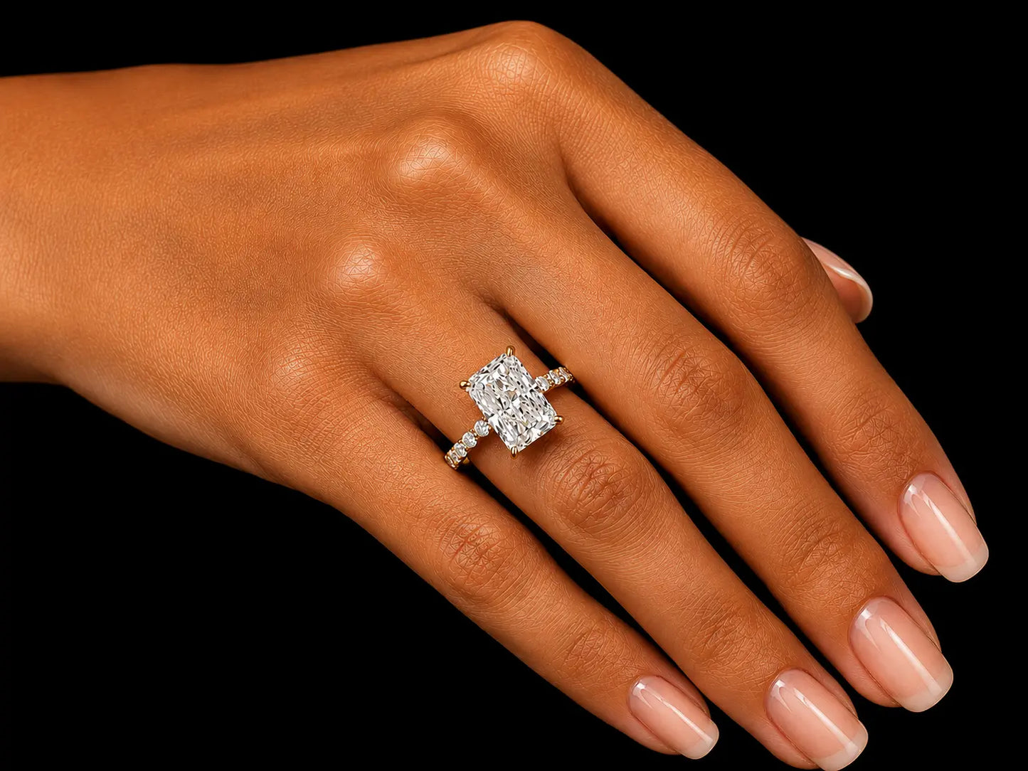 18K Yellow Gold Radiant Cut Lab-Grown Diamond Engagement Ring – 3.74 ct Total – IGI Certified Angelica Jewellers