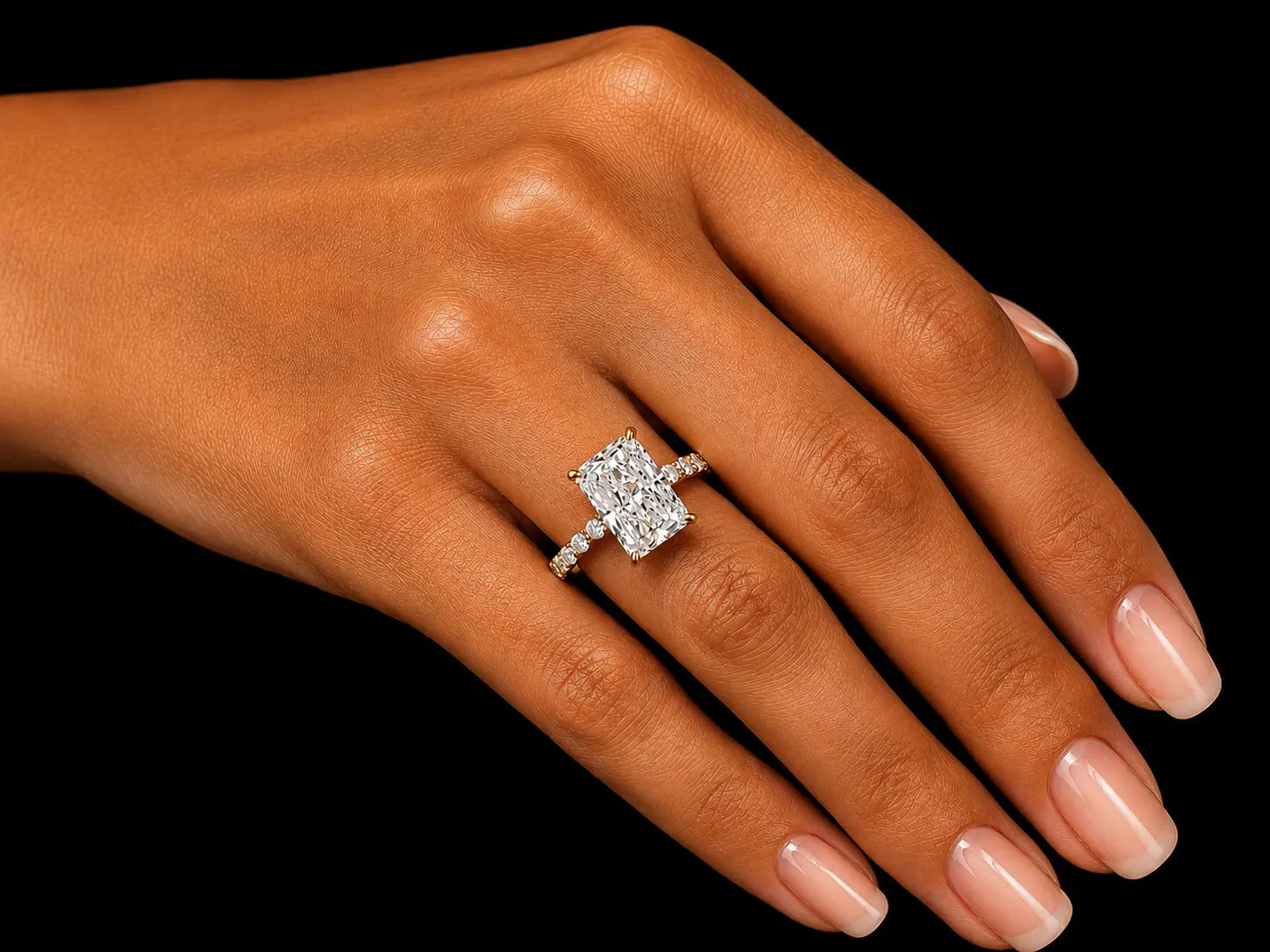 18K Yellow Gold Radiant Cut Lab-Grown Diamond Engagement Ring – 3.74 ct Total – IGI Certified Angelica Jewellers