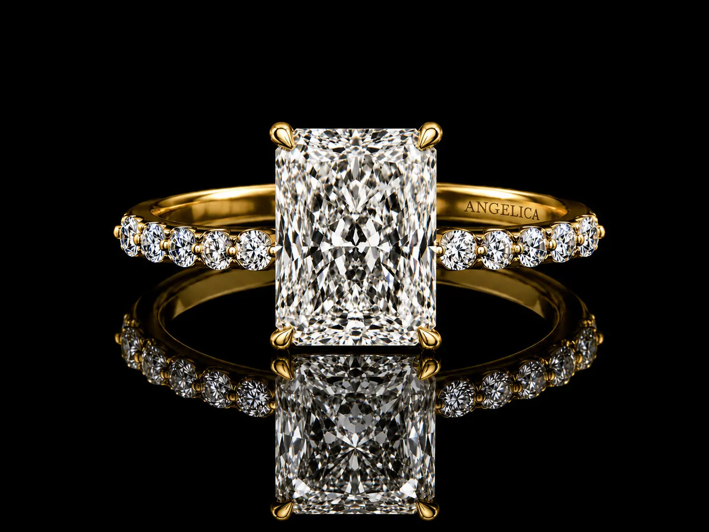 18K Yellow Gold Radiant Cut Lab-Grown Diamond Engagement Ring – 3.74 ct Total – IGI Certified Angelica Jewellers