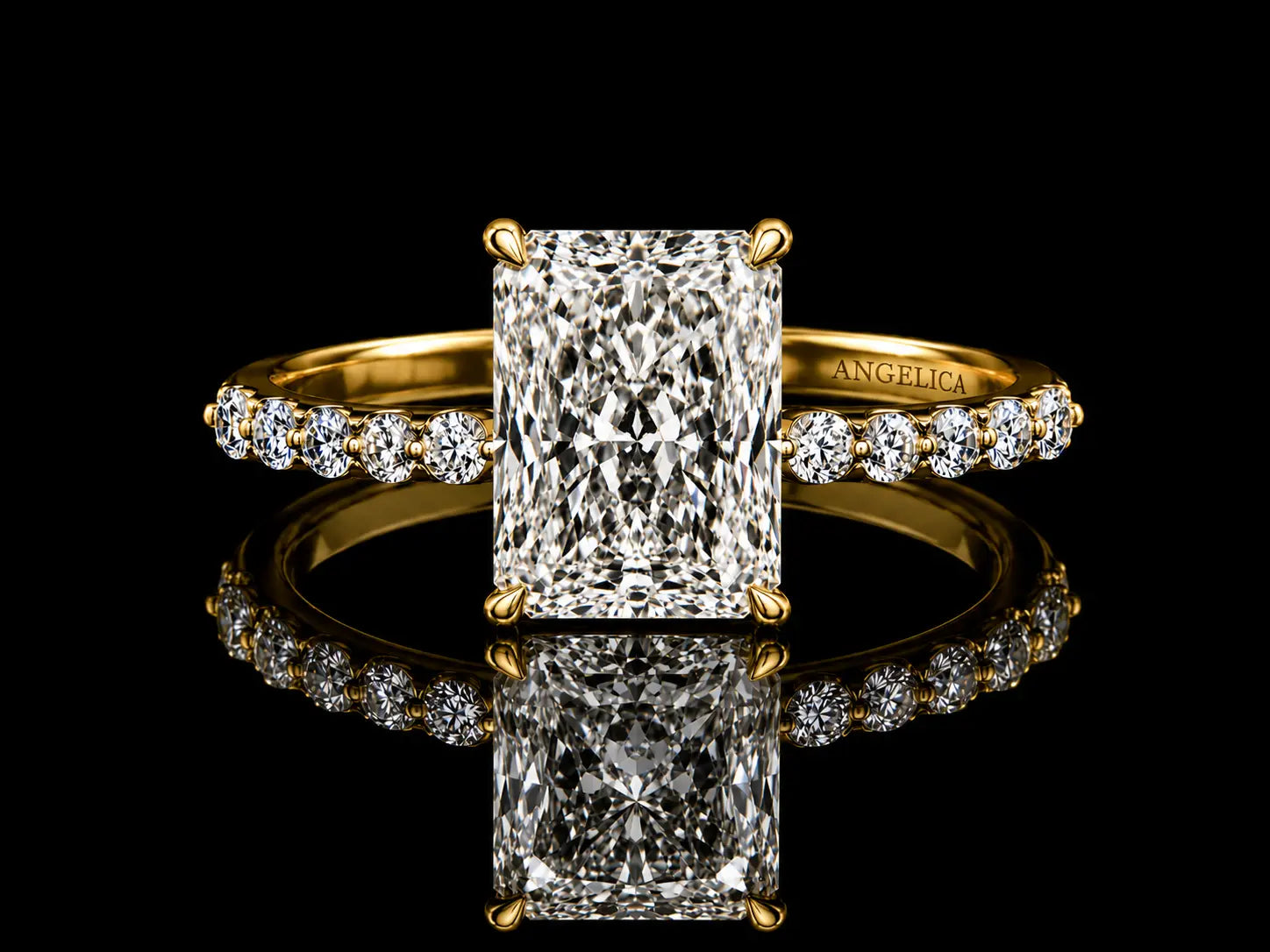 18K Yellow Gold Radiant Cut Lab-Grown Diamond Engagement Ring – 3.74 ct Total – IGI Certified Angelica Jewellers