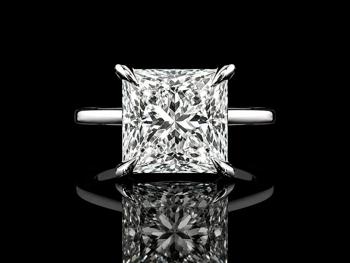 Platinum Lab Diamond Princess Cut Engagement Ring – 3.87 ct Total – IGI Certified Angelica Jewellers