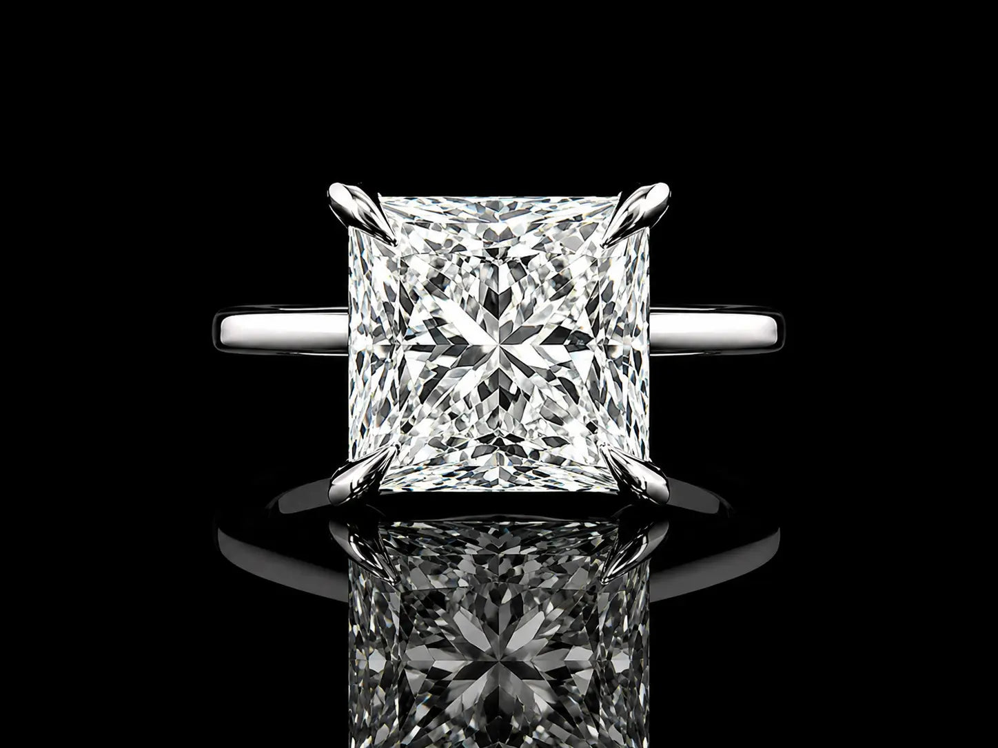 Platinum Lab Diamond Princess Cut Engagement Ring – 3.87 ct Total – IGI Certified Angelica Jewellers