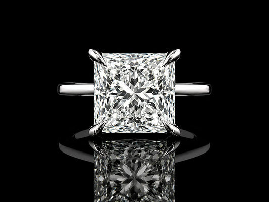 Platinum Lab Diamond Princess Cut Engagement Ring – 3.87 ct Total – IGI Certified Angelica Jewellers