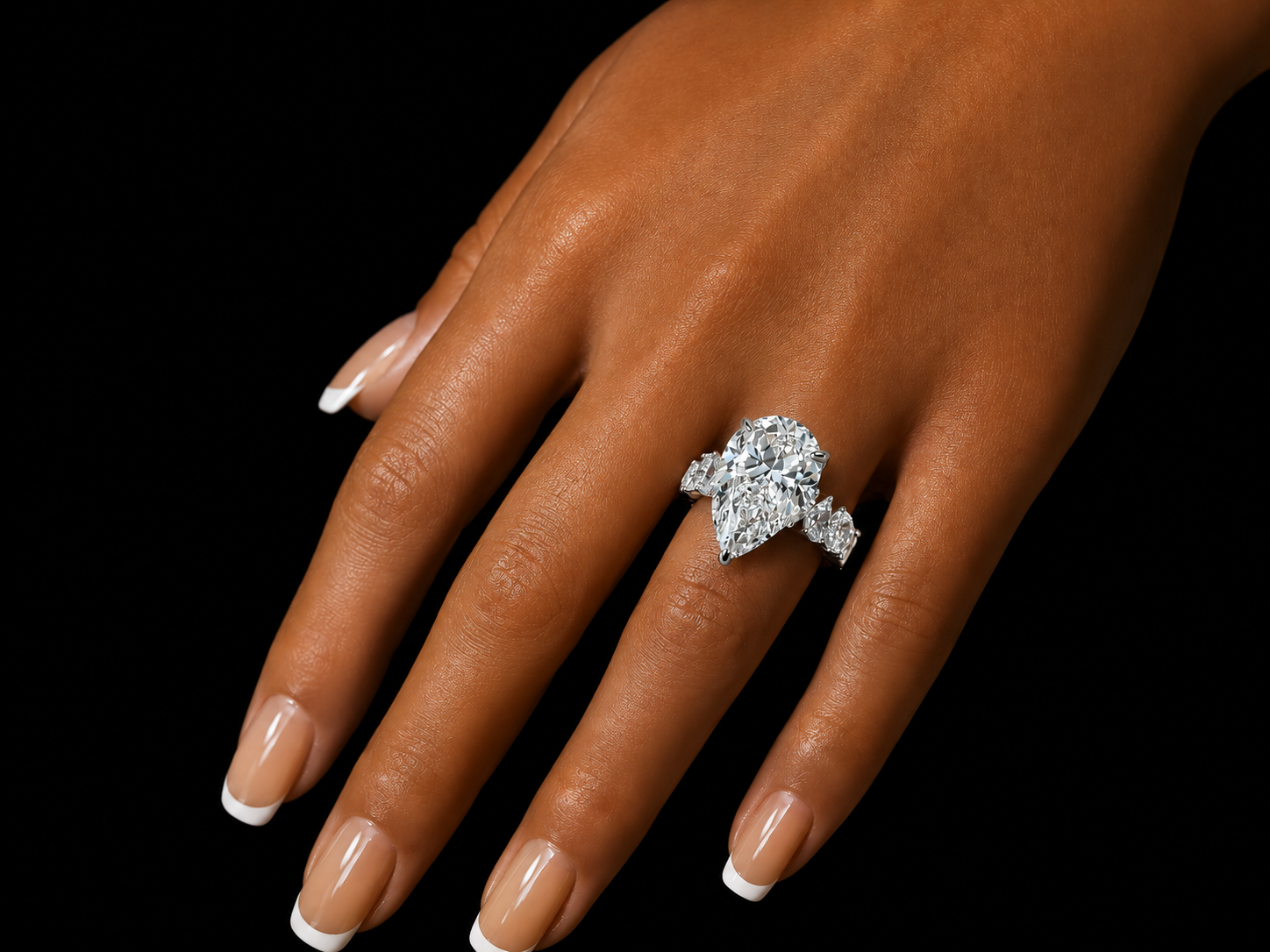 14K White Gold Royal Pear-Shaped Lab Diamond Ring – 10.21 CTW Angelica Jewellers