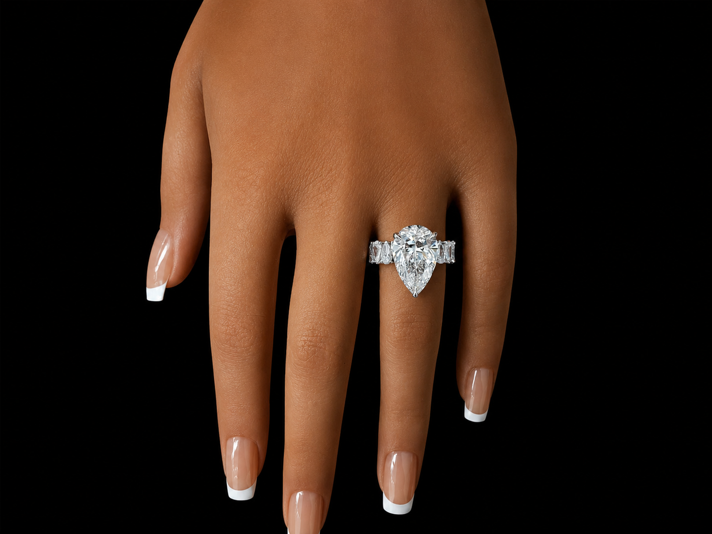 14K White Gold Royal Pear-Shaped Lab Diamond Ring – 10.21 CTW Angelica Jewellers