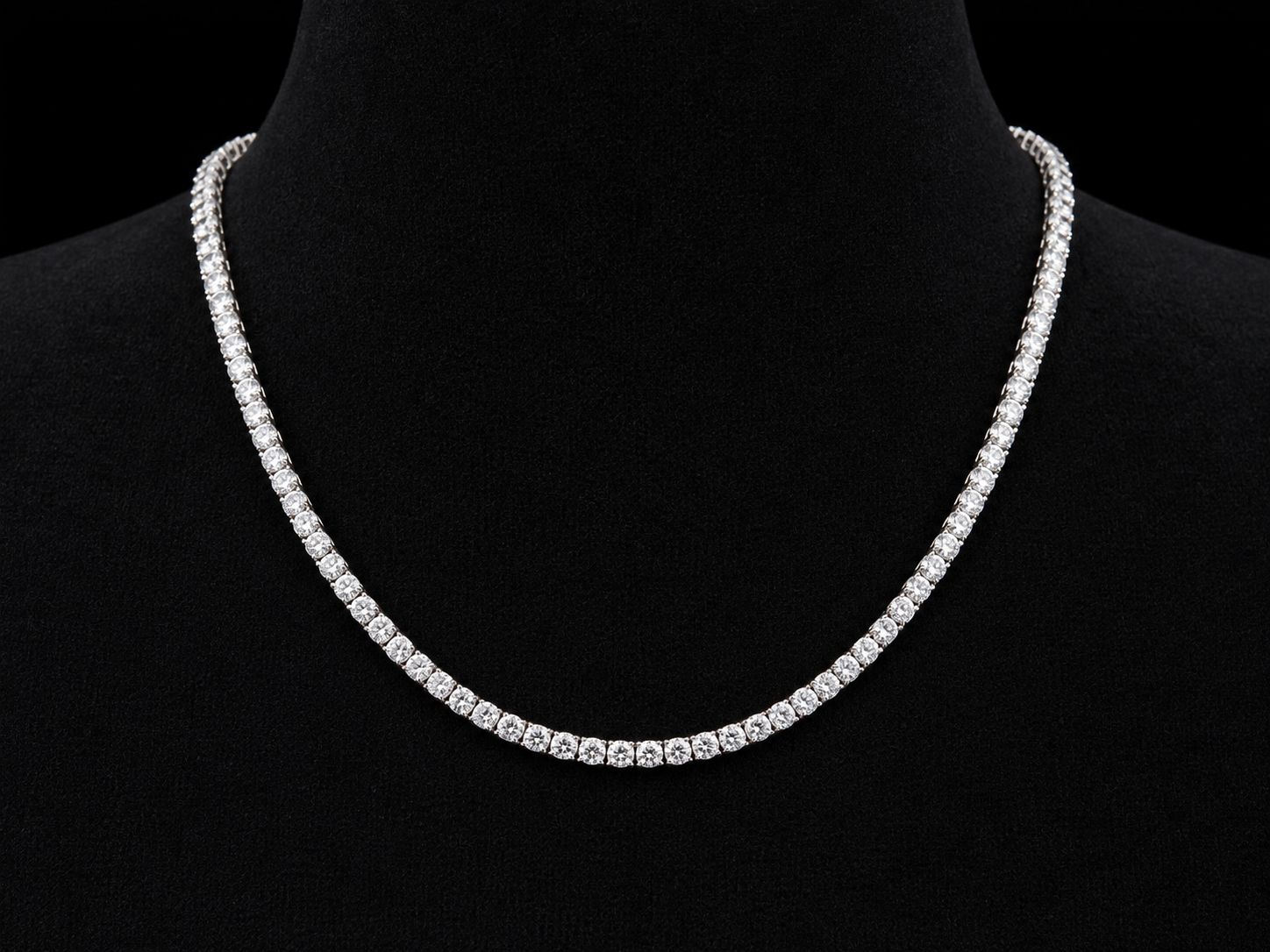 14K White Gold 37.88 CTW Diamond Tennis Chain – 4.4mm | 22 Incheskt white gold Angelica Jewellers
