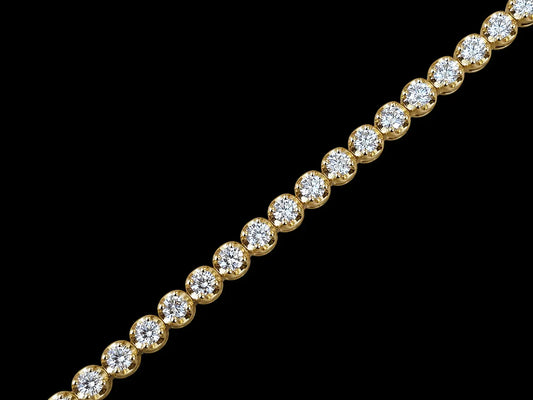14K Yellow Gold 3.24 CT Natural Diamond Crown-Setting Tennis Bracelet Angelica Jewellers
