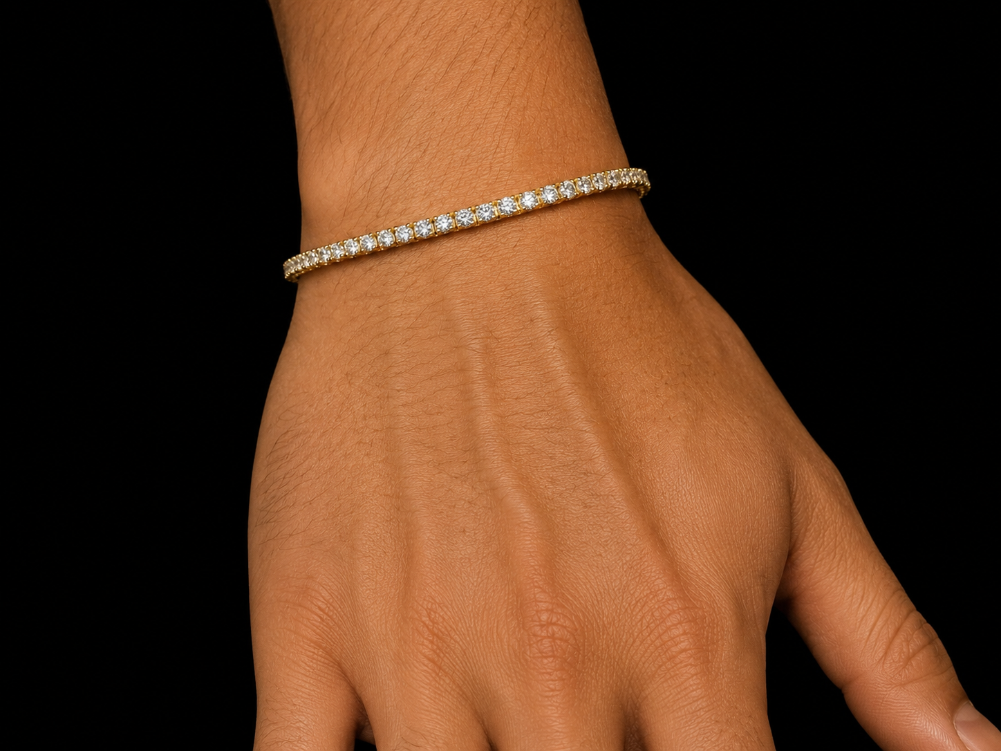 18K Yellow Gold 3.17 CT Natural Diamond Classic Tennis Bracelet Angelica Jewellers
