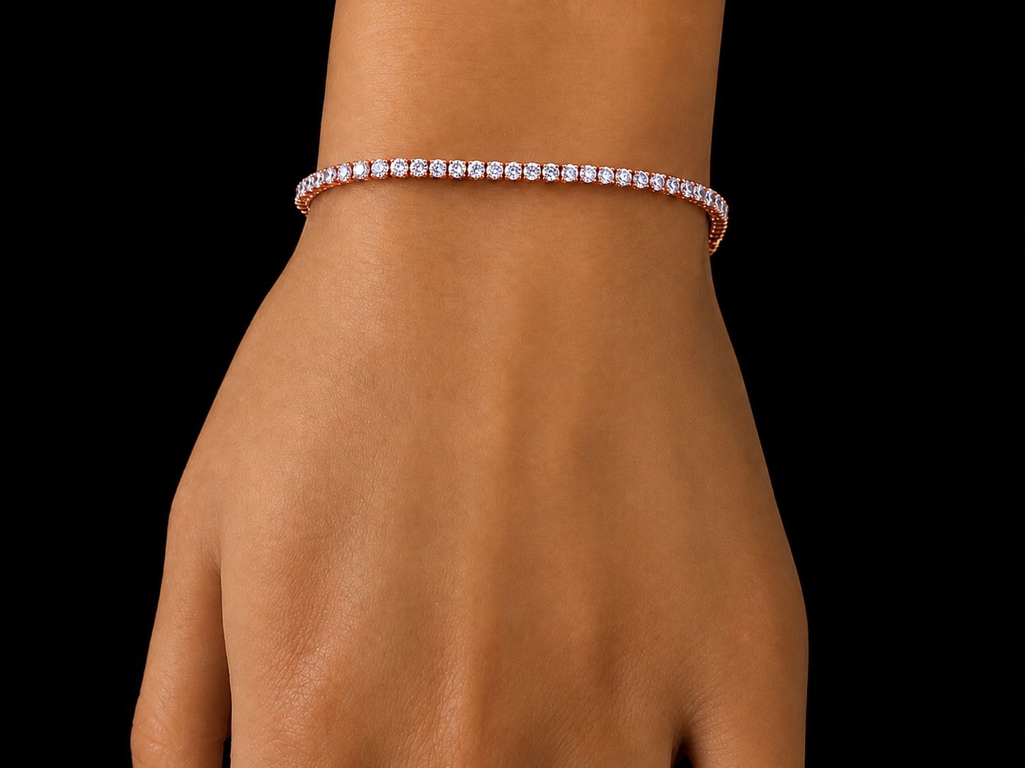 14K Rose Gold 2.65 CT Lab-Grown Diamond Classic Tennis Bracele-2.25MM Angelica Jewellers