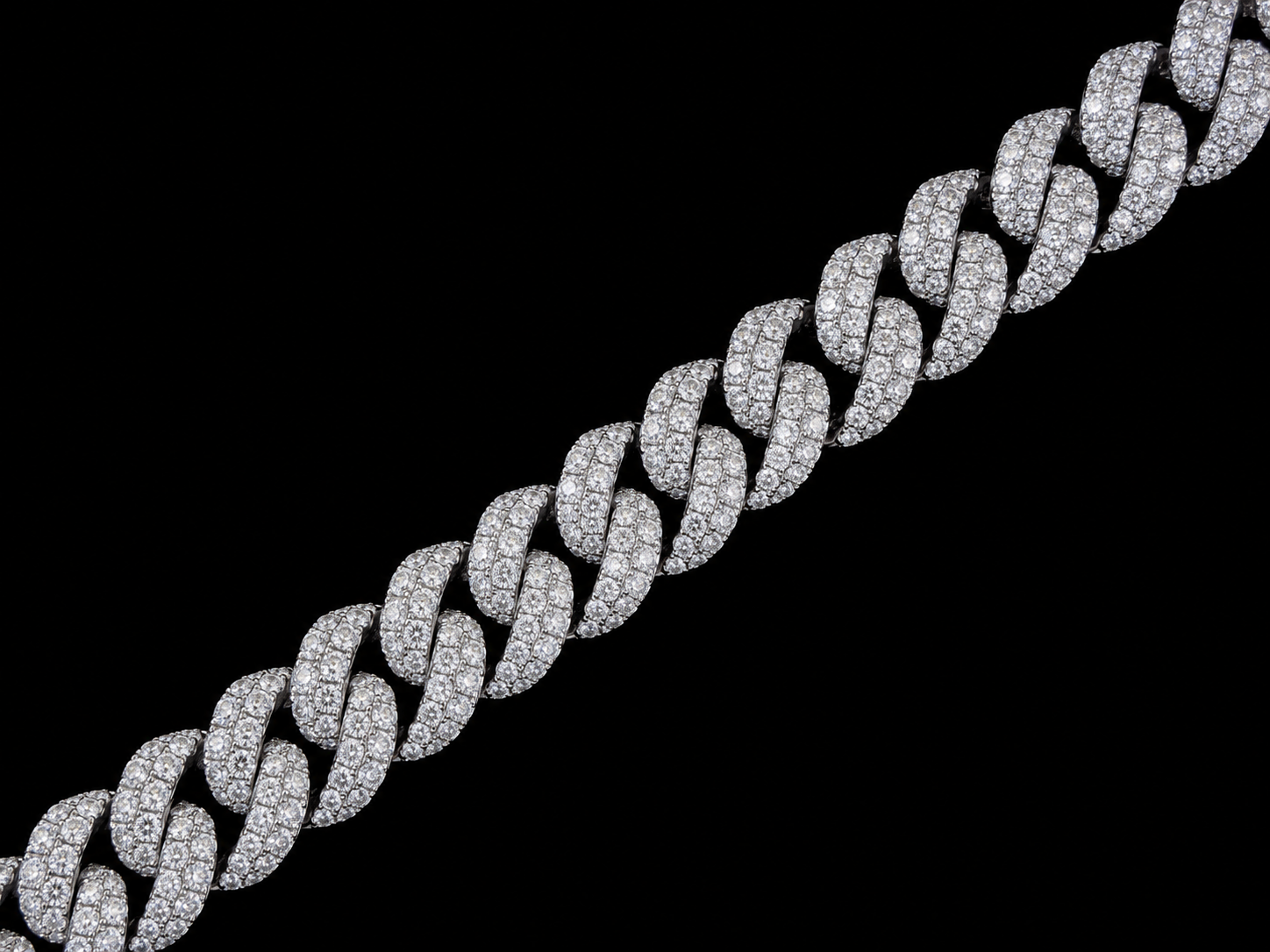 10K White Gold 5.30 CT Natural Diamond Two-Row Pavé Cuban Bracelet 8MM (Copy) Angelica Jewellers X Waves