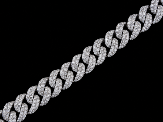 10K White Gold 5.30 CT Natural Diamond Two-Row Pavé Cuban Bracelet 8MM (Copy) Angelica Jewellers X Waves