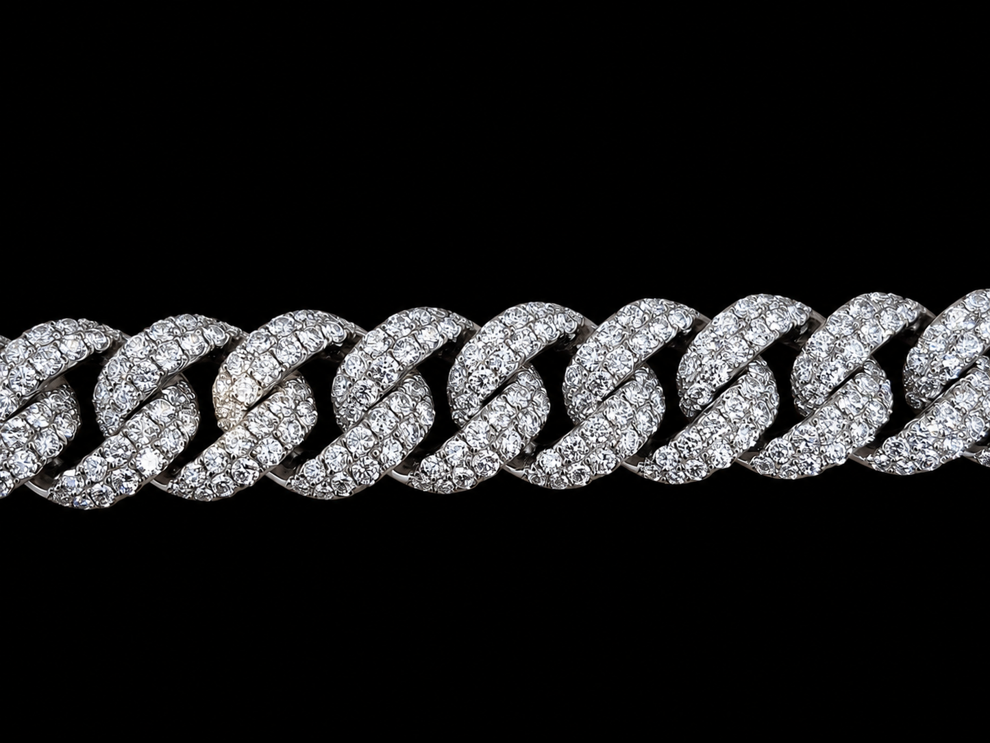 10K White Gold 5.30 CT Natural Diamond Two-Row Pavé Cuban Bracelet 8MM (Copy) Angelica Jewellers X Waves