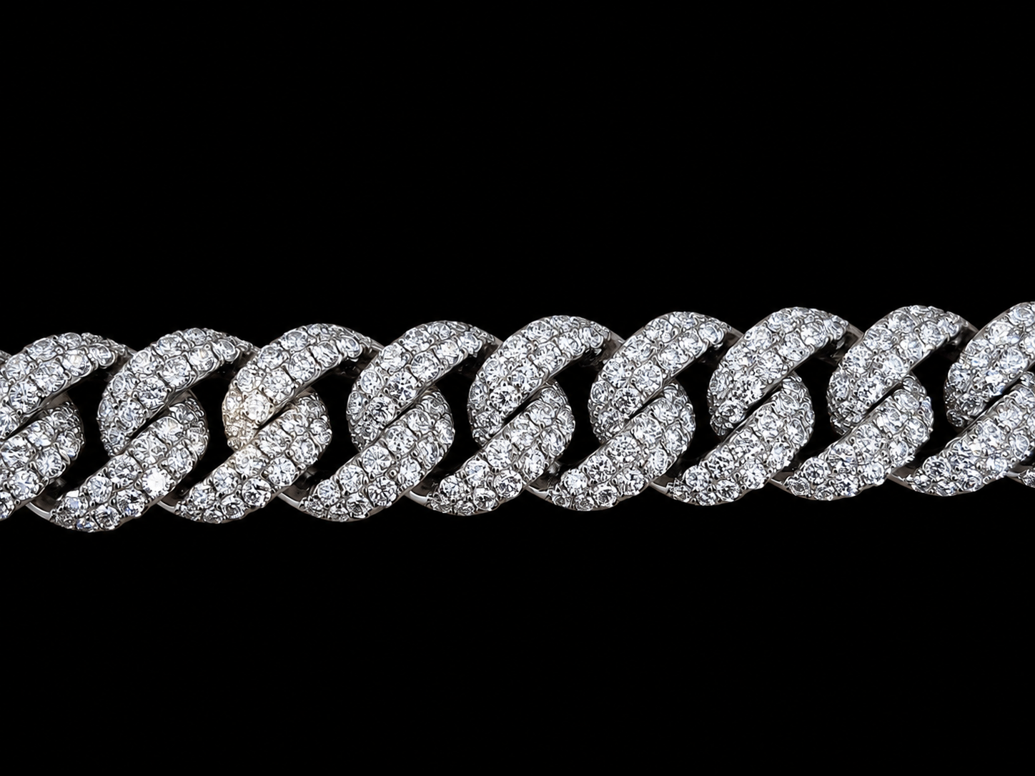 10K White Gold 5.30 CT Natural Diamond Two-Row Pavé Cuban Bracelet 8MM (Copy) Angelica Jewellers X Waves