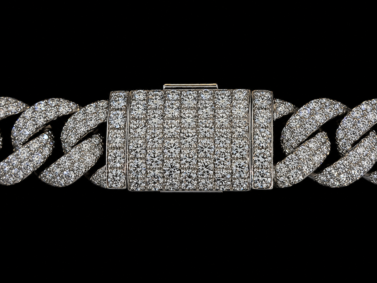 10K White Gold 5.30 CT Natural Diamond Two-Row Pavé Cuban Bracelet 8MM (Copy) Angelica Jewellers X Waves