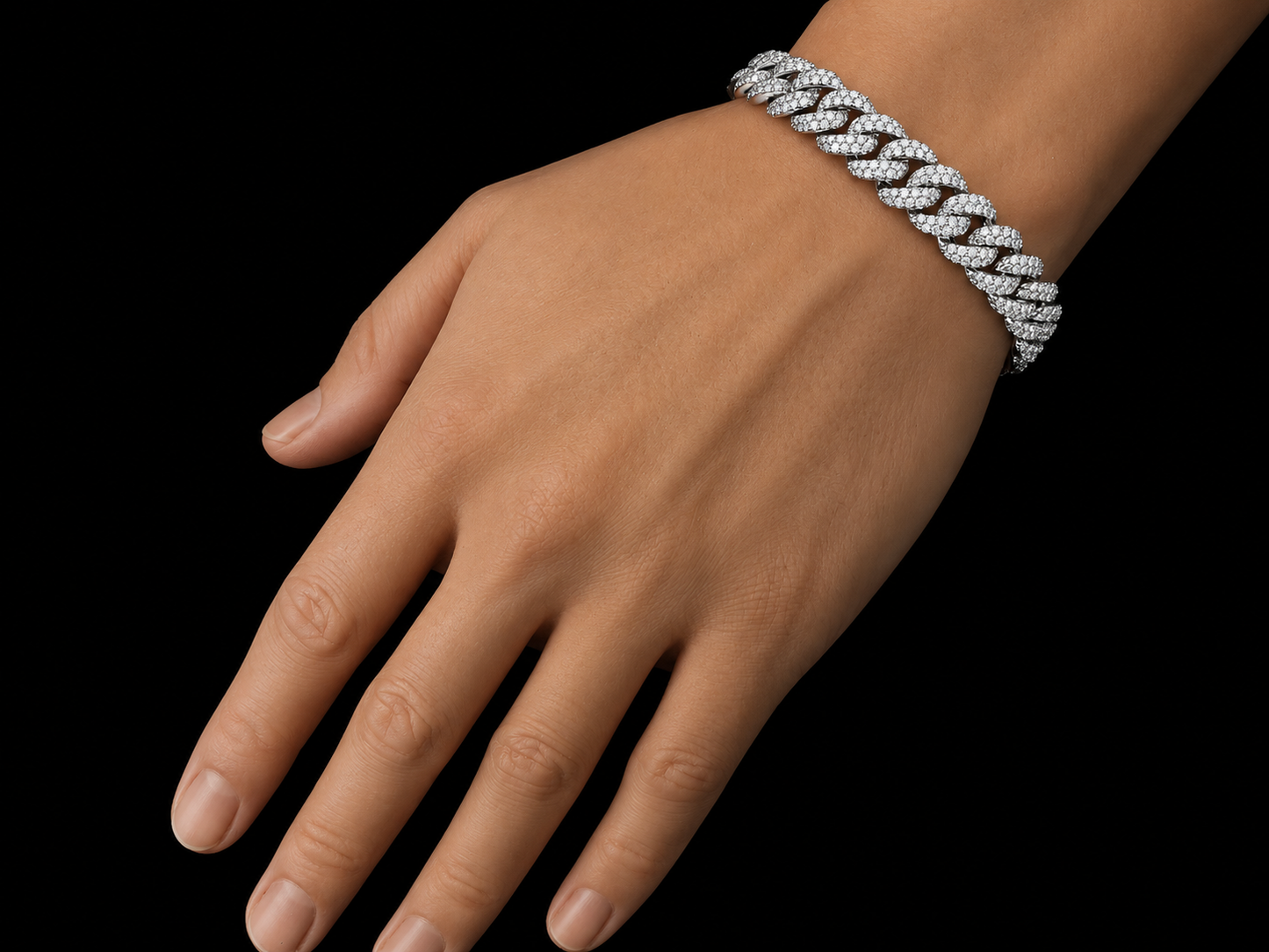 10K White Gold 8.00 CT Natural Diamond Two-Row Pavé Cuban Bracelet-10MM (Copy) Angelica Jewellers X Waves